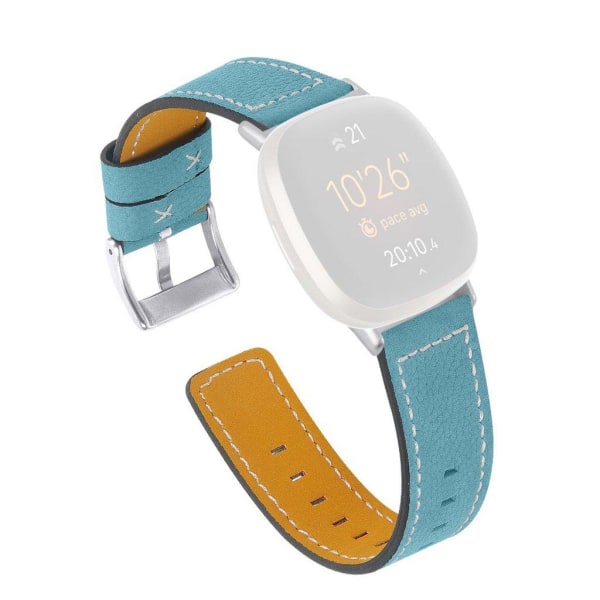 Fitbit Sense / Versa 3 weaving genuine leather watch band - Blue Blue