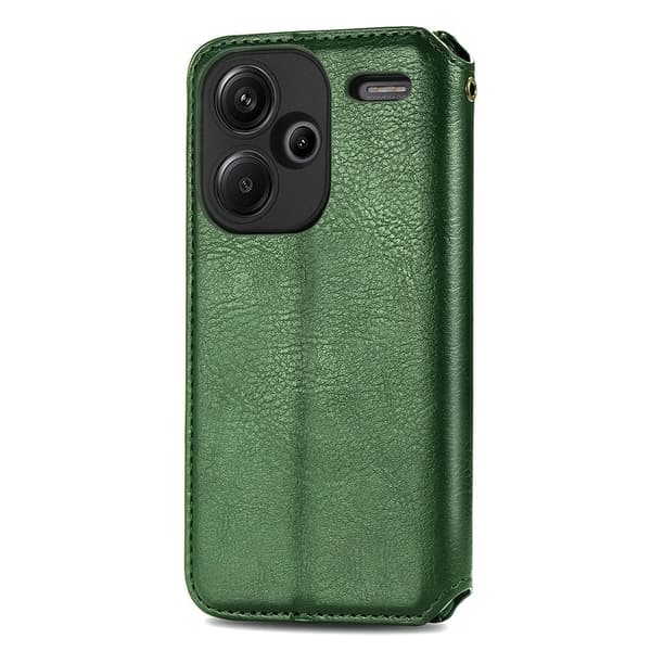 Xiaomi Redmi Note 13 Pro Plus læderetui med stilfuldt rombe aftryk - Grøn Green