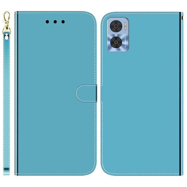 Mirror Motorola Moto E22i / E22 Flip Etui - Blå Blue