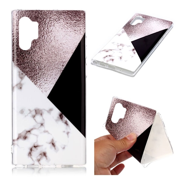 Marmormotiv Samsung Galaxy Note 10 Plus skal - Rosa / Vit / Svart multifärg