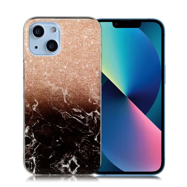 Marmordesign iPhone 13 Mini deksel - Rose Gull / Svart Multicolor