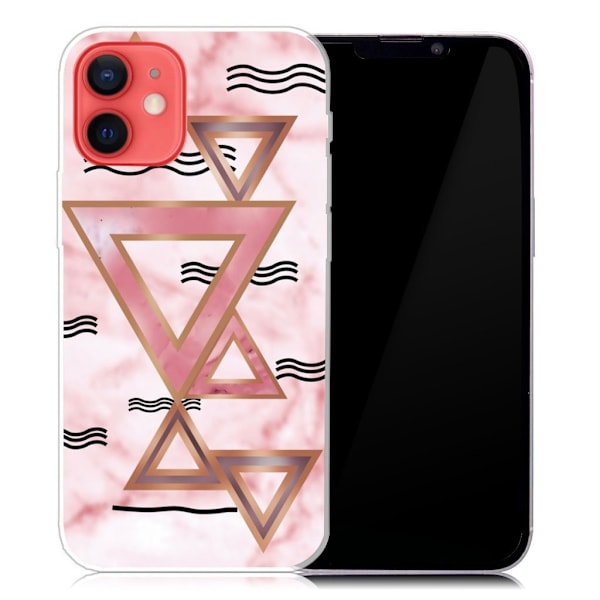 Marble design iPhone 13 Mini cover - Rosa Farvede Trekanter Multicolor