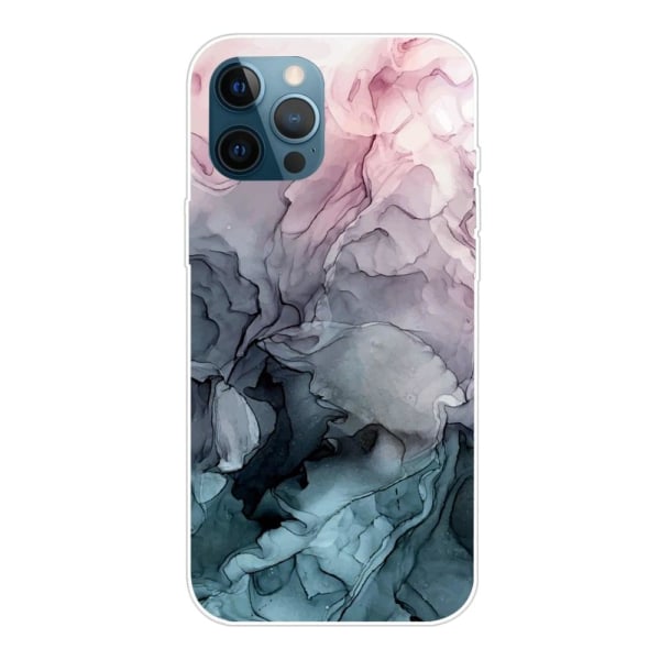 Marmormotiv iPhone 14 Pro skal - Rosa Och Gråblå Moln multifärg