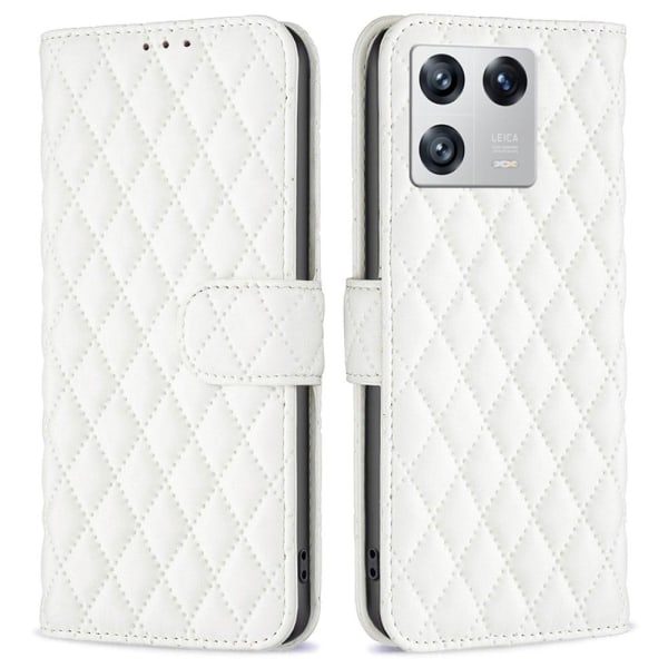 Rombuskuvioinen matta läppäkotelo Xiaomi 13 - Valkoinen White
