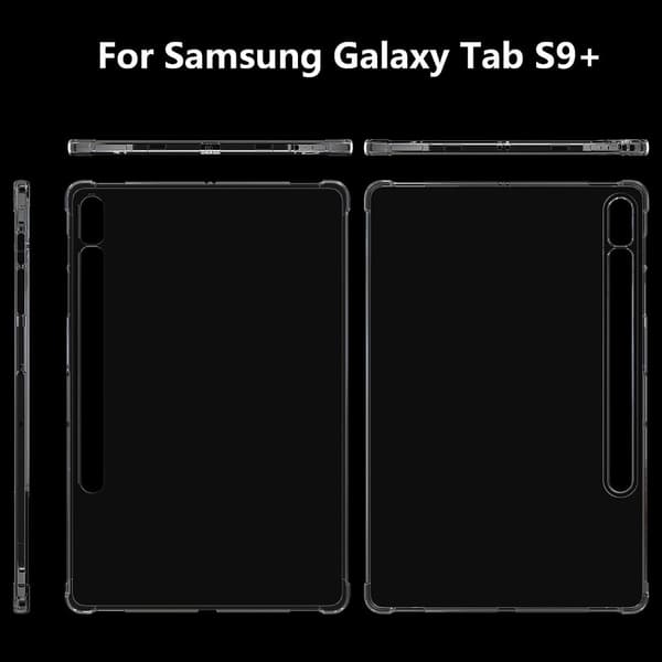 Samsung Galaxy Tab S9 Plus Silikonskydd för surfplatta - Förstärkta hörn - Stötsäkert - Transparent Transparent