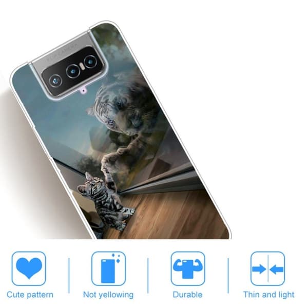 Deco Asus Zenfone 7 Pro skal - Katt Och Tiger Reflektion multifärg