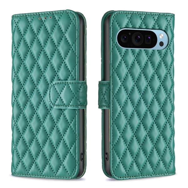 Rombemønster, matt flip-deksel for Google Pixel 9 Pro XL - Grønn Green