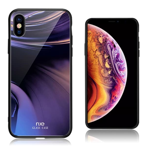NXE iPhone Xs Max härdat glasfodral med ljusmönster - Stil D Transparent
