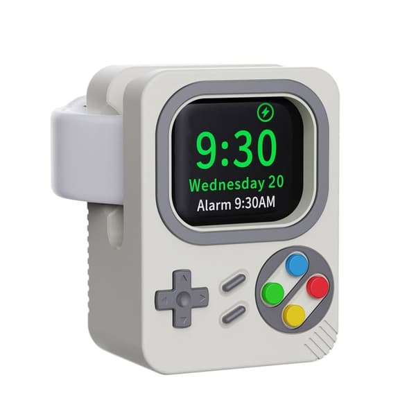 Apple Watch-opladerholder i silikone i retrospilstil - Hvid White