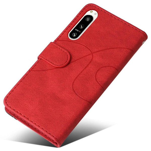 Tekstureret Sony Xperia 5 IV læderetui med rem - Rød Red