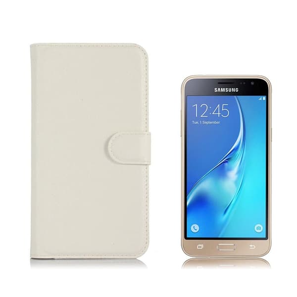 Samsung Galaxy J3 (2016) / J3 litchi läderfodral - Vit Vit