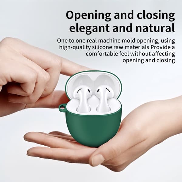 Huawei FreeBuds 5 silikonisuojus koukulla - Mustanvihreä Green