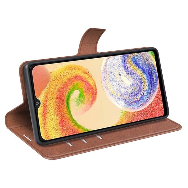 Hållbart konstläder Samsung Galaxy A04 fodral med plånbok - Brun Brun