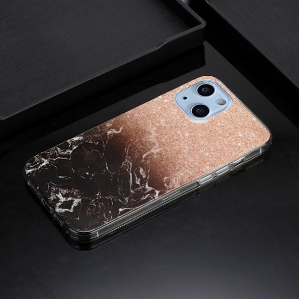 Marble iPhone 13 Mini Suojakotelo - Ruusukulta / Musta Multicolor