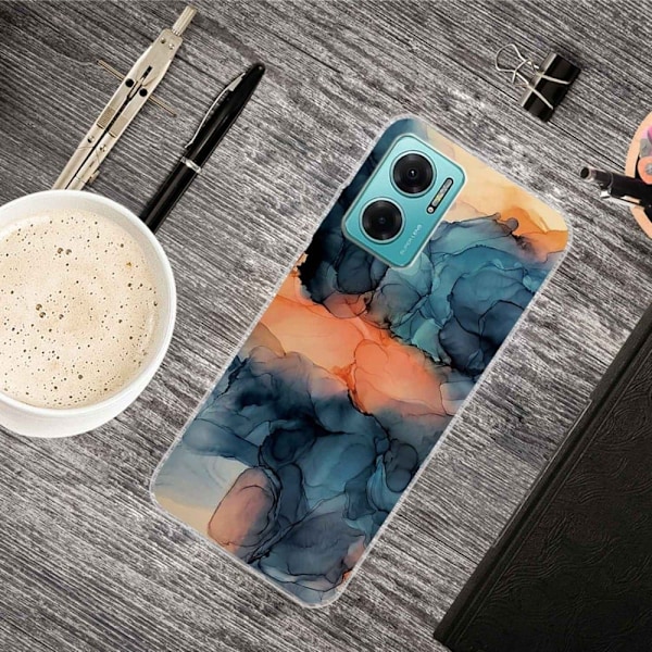 Marble design Xiaomi Redmi Note 11E cover - Orange Mellem De Blå Nuancer Multicolor