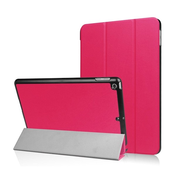 iPad (2017) (9.7") Kolmesti Taittuva Nahkakotelo Standillä - Kuuma Pinkki Pink