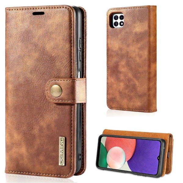 DG.MING Samsung Galaxy A22 5G 2-i-1 etui med pung - Brun Brown