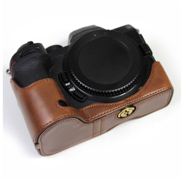 Leather half body cover for Nikon Z series cameras - Coffee Brown