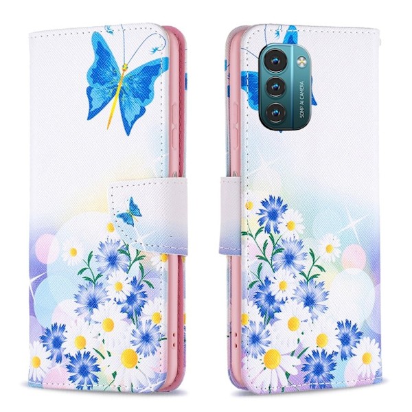 Wonderland Nokia G11 / Nokia G21 flip kuoret - Perhonen Ja Kukkia Multicolor