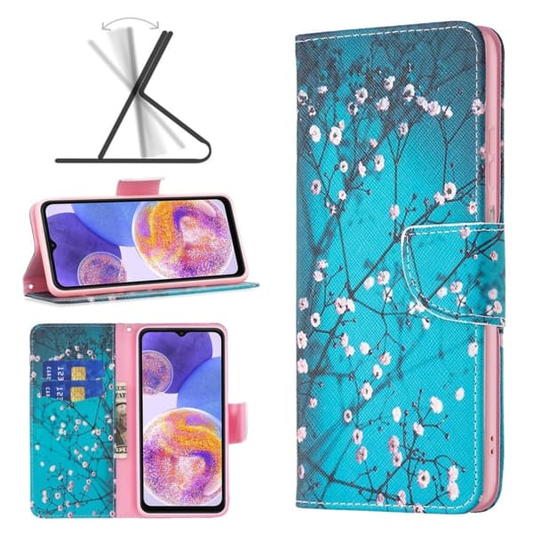 Wonderland Samsung Galaxy A73 flip-etui - Plommeblomst Blue