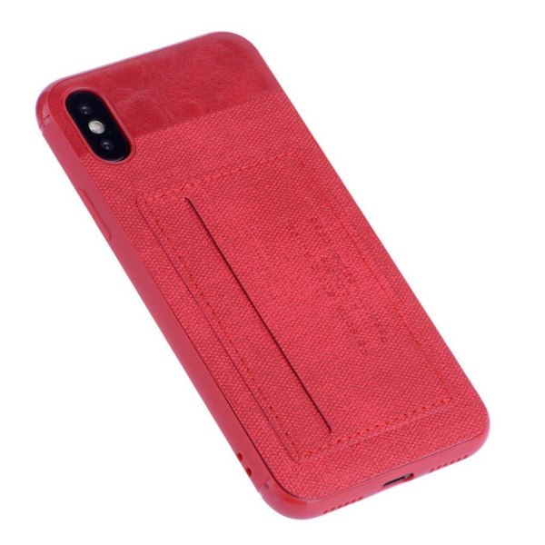 iPhone Xs Max silikonplast mobil skyddsskal med plånbok av jeans Röd