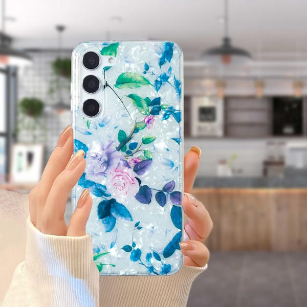 Marmormotiv Samsung Galaxy S23 Plus skal - Ros Blå