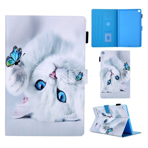 Samsung Galaxy Tab A 10.1 (2019) mønster læder etui - Kat White