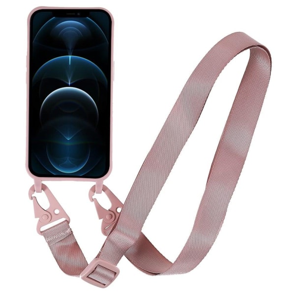 Tyndt TPU etui med mat finish og justerbar strop til iPhone 12 / 12 Pro - Deep Pink Pink