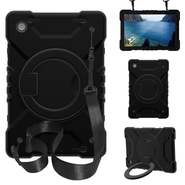 Samsung Galaxy Tab A8 10.5 (2021) hybridcover med strop - Helt Sort Black
