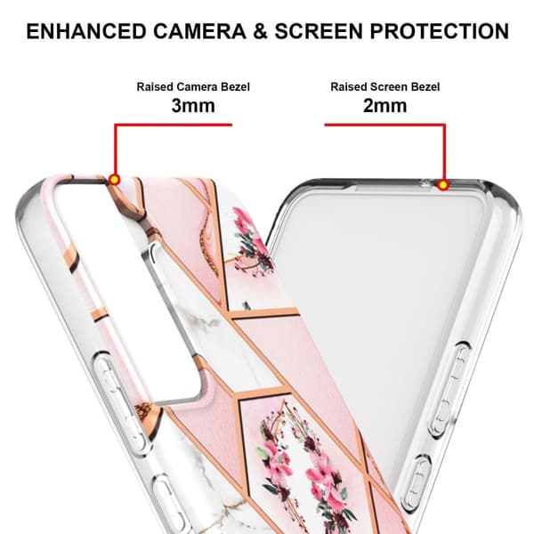 Marmormotiv Samsung Galaxy S22 Plus skal - Rosa Blommor Rosa