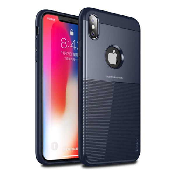 IPAKY iPhone 9 Plus mobilskal plast silikon texturerad - Blå Blå