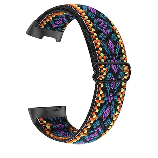 Elastinen nailon + kuvioitu kellohihna Fitbit Charge 5 - Violetti Purple