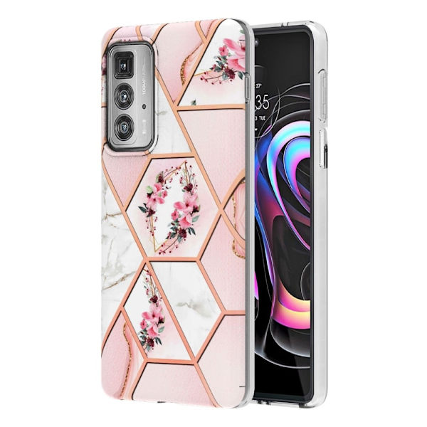 Marble Motorola Edge 20 Pro Etui - Lyserøde Blomster Multicolor