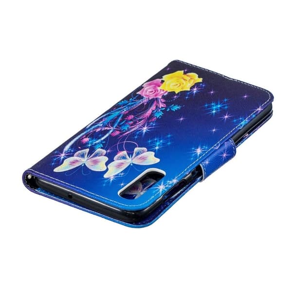 Samsung Galaxy A70 mønster læretui - Roser og Sommerfugler Multicolor