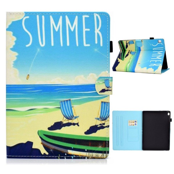 Lenovo Tab M10 Cool Mønster Læder Flip Etui - Summer Seaside Multicolor