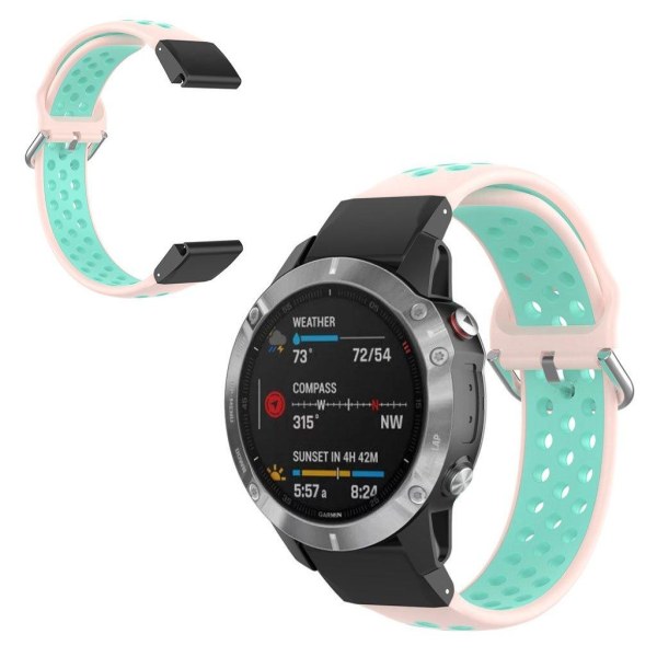 Kaksivärinen kellonauha Garmin Fenix -kelloon - Vaalea Pinkki / Syaani Pink