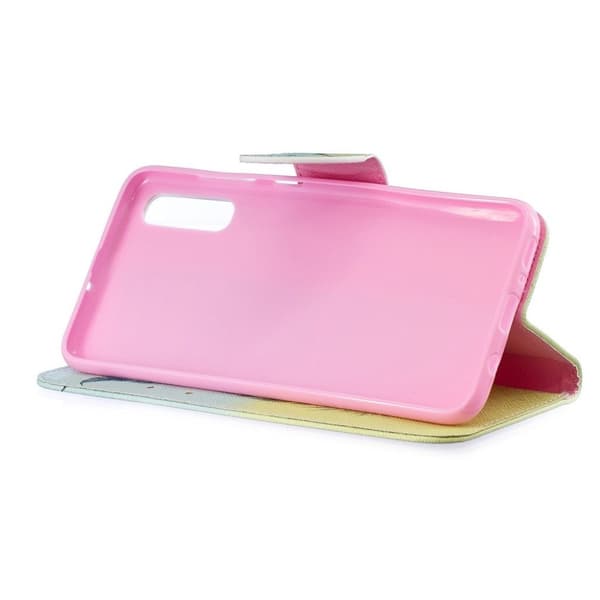 Samsung Galaxy A70 mønster læretui - Feather Pattern Multicolor