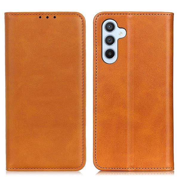 Äkta läder Samsung Galaxy M14 fodral - Brun Brun
