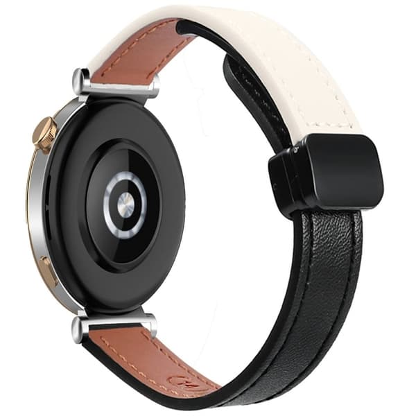 Samsung Galaxy Watch 22mm Magnetisk Buckle Slim Microfiber Leather Watch Strap - Aprikos + Sort Brown