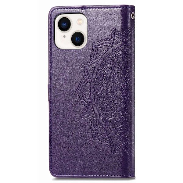 Mandala läder iPhone 14 Plus fodral - Lila Lila
