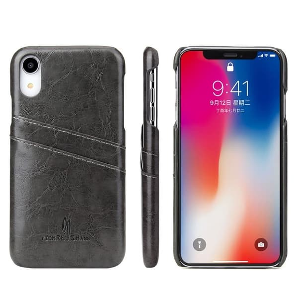 FIERRE SHANN iPhone Xr oil wax læderetui - Sort Black