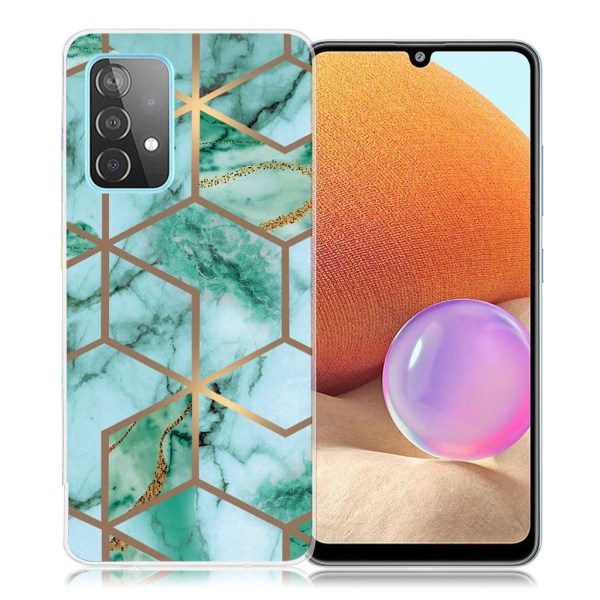 Marble design Samsung Galaxy A32 cover - Smaragdfarvet Terningemønster Green