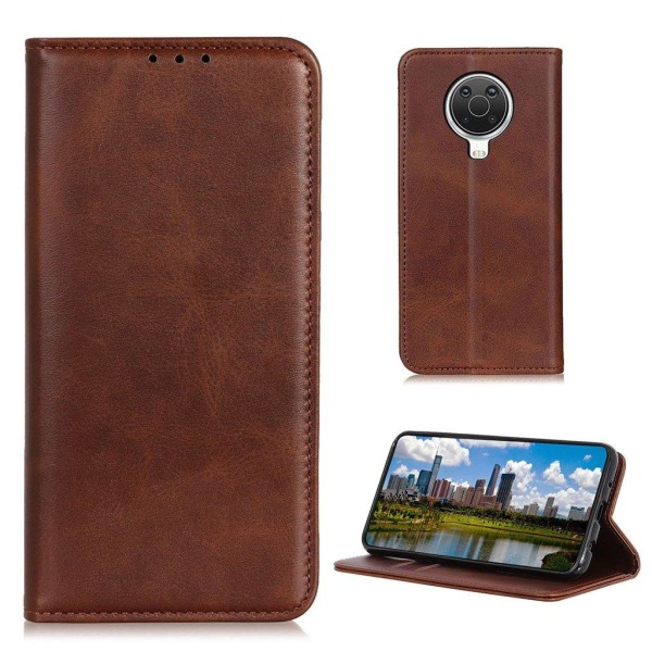 Lompakko-style Aitoa Nahkaa Läppäkotelo For Nokia G10 / G20 / 6.3 - Kahvi Brown