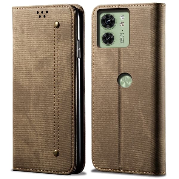 Jeans Motorola Edge 40 Neo flip etui - Sand Beige
