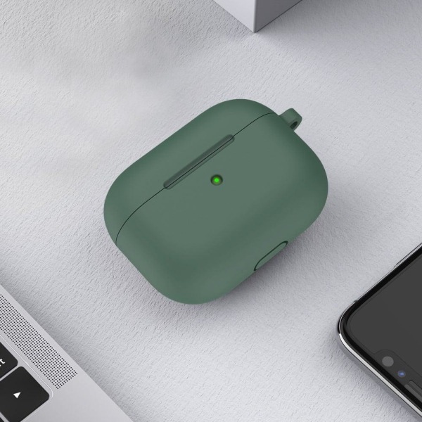 AirPods silicone case with carabiner - Olive Green Green