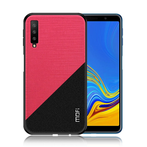 Samsung Galaxy A7 (2018) hybrid plast mobilskal med tyg yta - Ros Rosa
