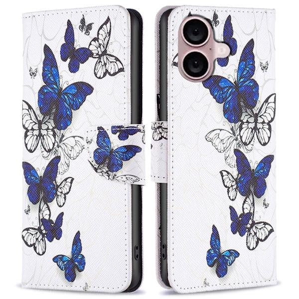 Wonderland iPhone 16 Plus flip etui - Sommerfugle Blue
