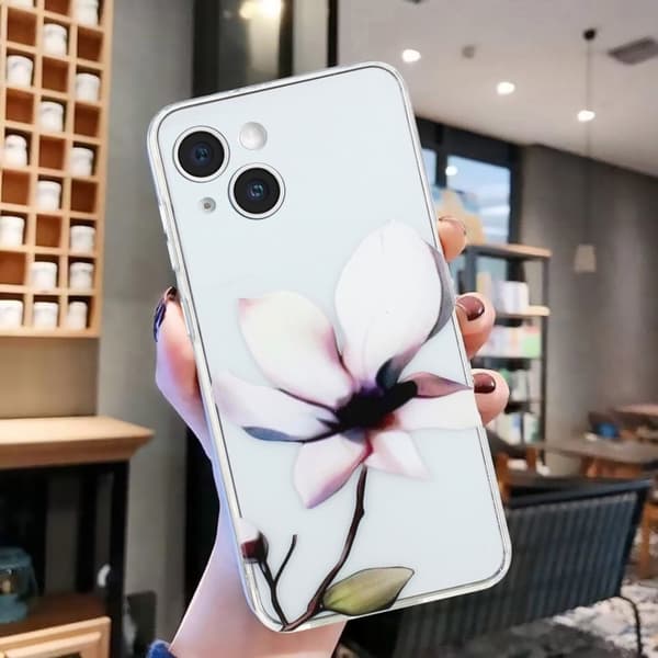 Deco iPhone 15 Plus deksel - Hvit Blomst White