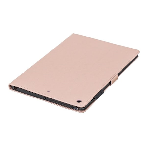 iPad 10.2 (2019) tryck blomma briljant läder flipfodral - Roséguld Rosa