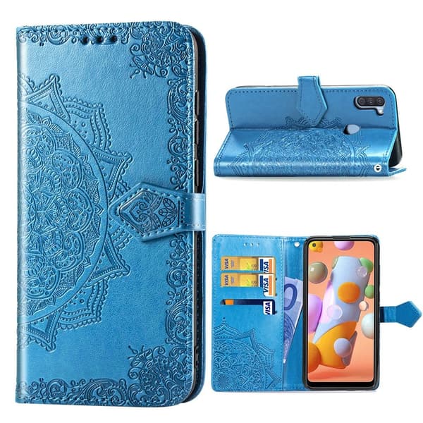 Mandala läder Samsung Galaxy A11 fodral - Blå Blå